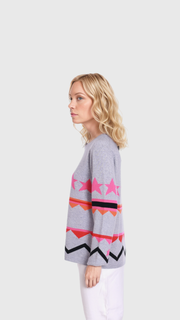 Round Neck Pink Star Knit