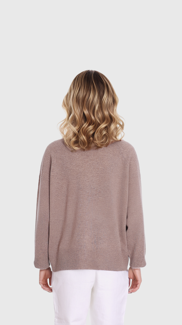 Taupe V Neck Knit