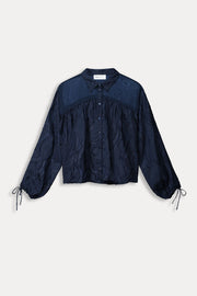 Deep Blue Jacquard Blouse