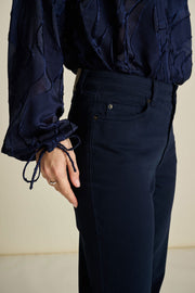 Deep Blue Jacquard Blouse