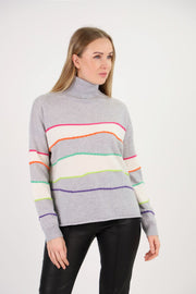 Grey Cashmere Roll Neck