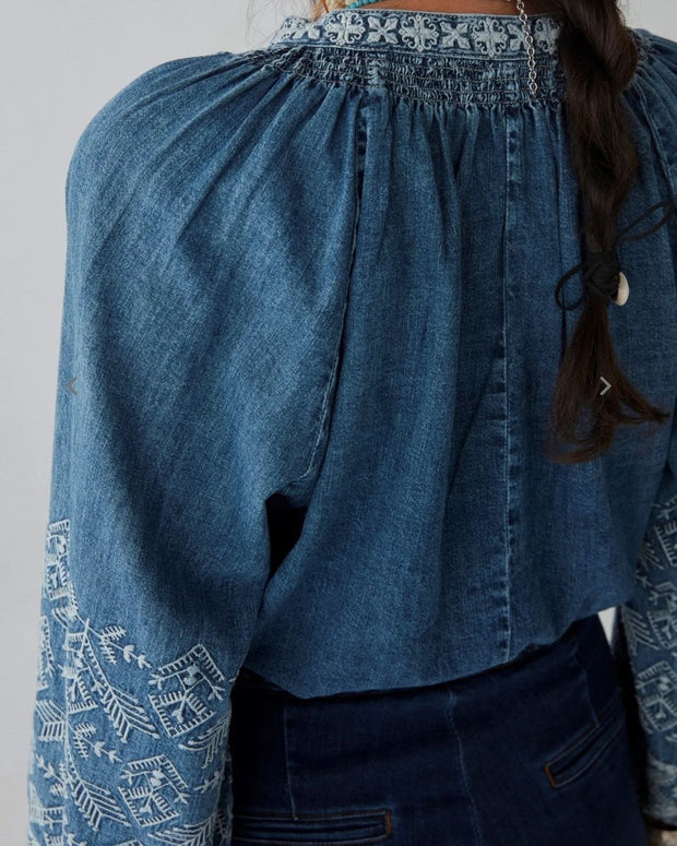 Audrey Blouse in Denim Romance