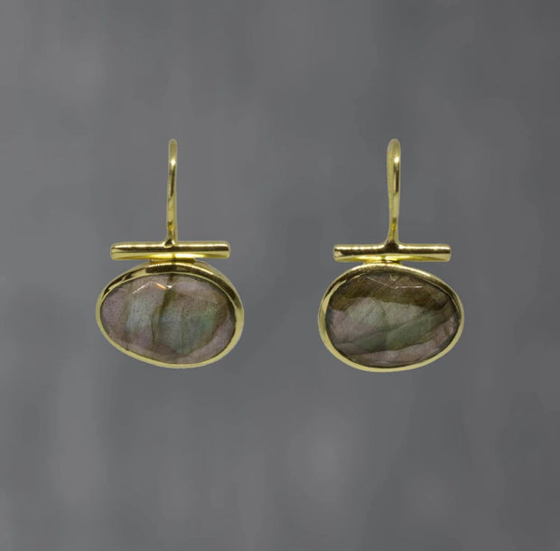 Laboradite Vermeil Bar Earrings