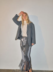 Miaz Silver Sequin Skirt