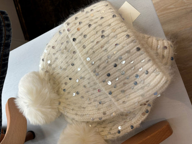 Winter White Sequin Hat