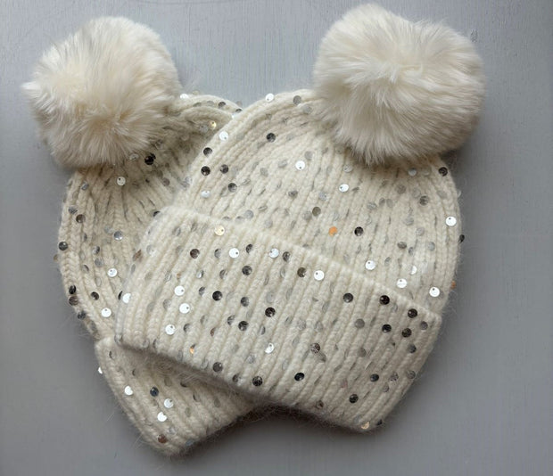 Winter White Sequin Hat