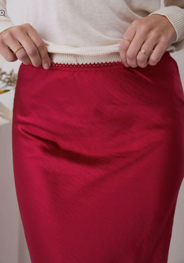 Angel Red Satin Skirt