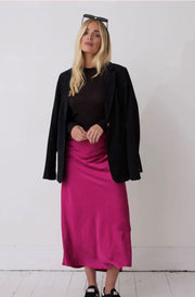 Jewel Pink Satin Skirt