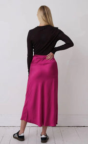 Jewel Pink Satin Skirt